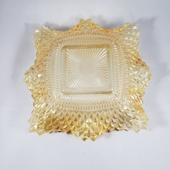 6" Diamond Point Ruffle Edge Orange Nut Candy Dish Indiana Glass. Mid century - Picture 5 of 6